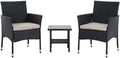 FDW Wicker Patio Furniture 3 Piece Furniture Patio Chairs Outdoor Rattan Conversation Bistro Set for Backyard Porch Poolside Lawn (Black) 🍁 All In One Marketplace Canada