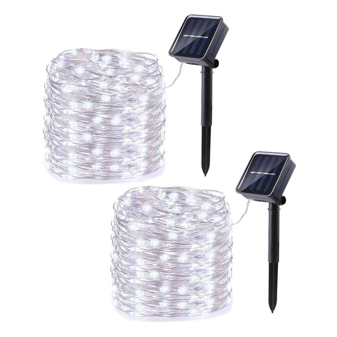 Lomotech Solar String Lights Outdoor - 2 Pack Total 66ft 200LED Solar Fairy Lights Waterproof 8 Modes Twinkle Lights for Outdoor, Patio, Garden, Yard, Party, Wedding, Tree Decoration (White) 🍁 All In One Marketplace Canada