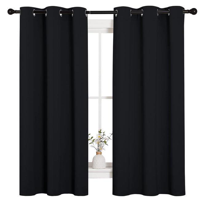 NICETOWN Blackout Curtains 2 Panels for Bedroom- Halloween Thermal Insulated Grommet Blackout Curtains 63 Inches Long for Living Room/Kitchen Rideaux occultants (2 Panels,W42 x L63 -Inch,Black) 🍁 All In One Marketplace Canada
