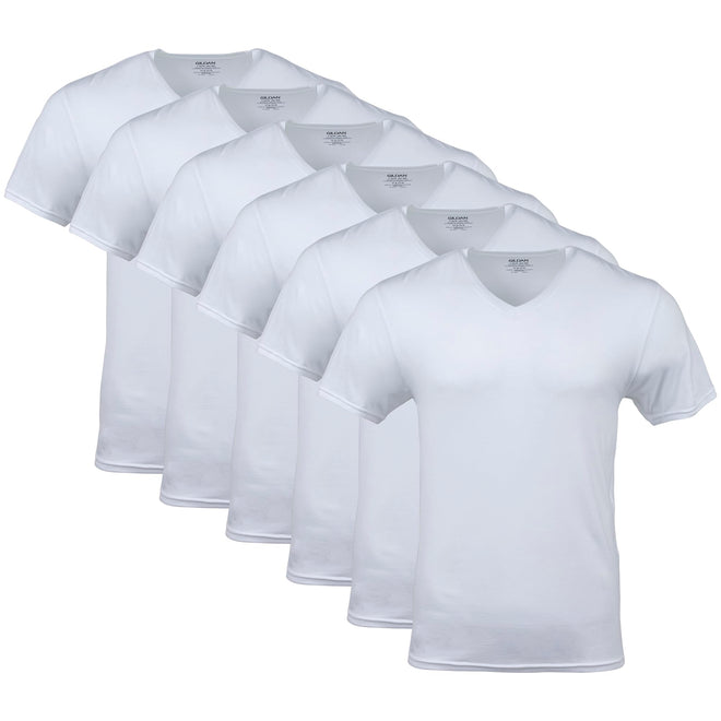 Gildan Men's V-Neck T-Shirts, Multipack, Style G1103, White (6-Pack), Medium 🍁 All In One Marketplace Canada