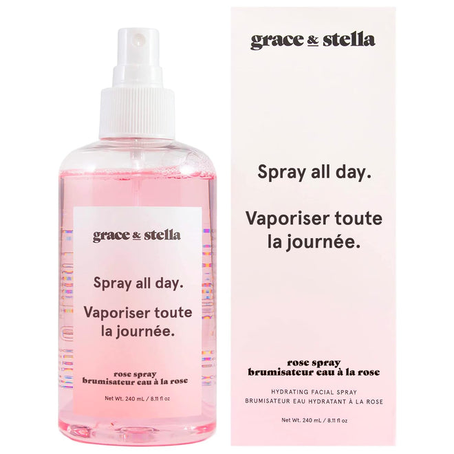 Grace and Stella Award Winning Rose Water Facial Spray (240ml) - Vegan - Rose Water Spray For Face - Rosewater Spray Toner Rose Hydrosol - Rose Spray Facial Mist - Rosewater Spray Toner Rose Hydrosol - Spray all Day 🍁 All In One Marketplace Canada
