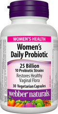 Webber Naturals Probiotic Women’s Daily, 25 Billion Active Cells per Capsule, 10 Probiotic Strains, 30 Capsules, Helps Restore Healthy Vaginal Flora, Vegan 🍁 All In One Marketplace Canada