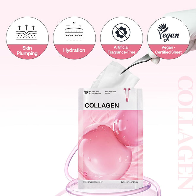 MEDIHEAL Collagen Essential Face Mask - Firming & Elasticity with Vegan Collagen, Peptides & Hyaluronic Acid, Deep Hydrating Korean Skincare for Dry & Wrinkle Skin (10 Sheets) 🍁 All In One Marketplace Canada