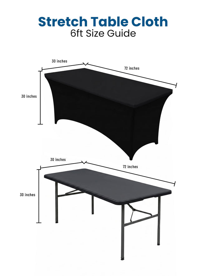 Utopia Kitchen Spandex Tablecloth 2 Pack [6FT, Black] Tight, Fitted, Washable and Wrinkle Resistant Stretch Rectangular Patio Table Cover for Event, Wedding, Banquet & Parties [72Lx30Wx30H] Inch 🍁 All In One Marketplace Canada