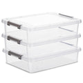 Citylife 3 PCS Plastic Storage Bins with Latching Lids Clear File Box Portable Storage Containers for Organizing A4 Paper, Document, Scrapbook, 14.65" x 10.43" x 2.87" 🍁 All In One Marketplace Canada