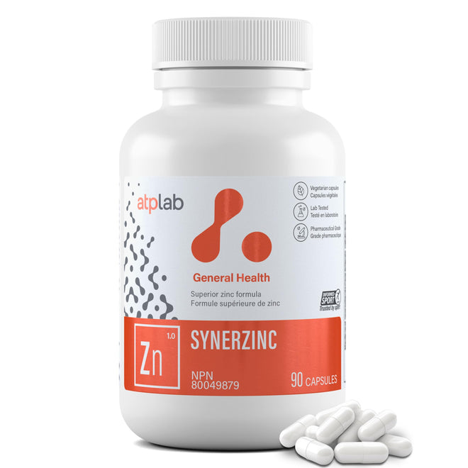 ATP LAB - Synerzinc, 90 Capsules 90-Day Supply - Zinc Supplement An Essential Mineral - Helps to Maintain Healthy Skin and Immune Function - Helps to Produce and Repair Connective Tissue 🍁 All In One Marketplace Canada