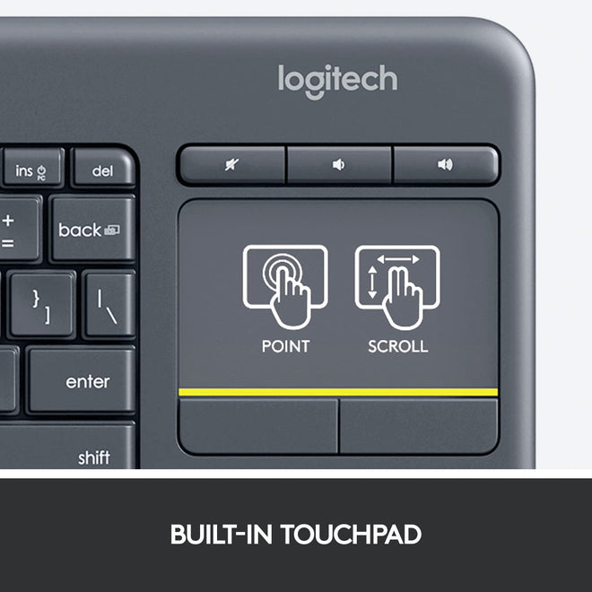 Logitech K400 Plus Wireless Touch TV Keyboard with Easy Media Control and Built-in Touchpad, HTPC Keyboard for PC-Connected TV, Windows, Android, ChromeOS, Laptop, Tablet - Black 🍁 All In One Marketplace Canada