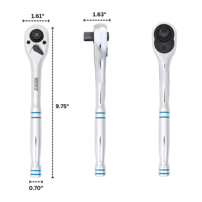 Neiko 03117A 1/2 Inch Ratchet Wrench, 100-Tooth Reversible Ratchet, 3.6 Degree, Quick Release 1/2 Drive Ratchet, 10" Long Handle Ratchet, Oval Head Socket Wrench, CR-V Steel Half Inch Rachet Wrench 🍁 All In One Marketplace Canada