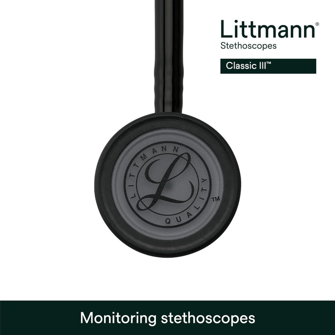 3M Littmann Classic III Monitoring Stethoscope, 5803, More Than 2X as Loud*, Weighs Less**, Stainless Steel Black-Finish Chestpiece, 69 cm (27") Black Tube, Stem and Headset 🍁 All In One Marketplace Canada