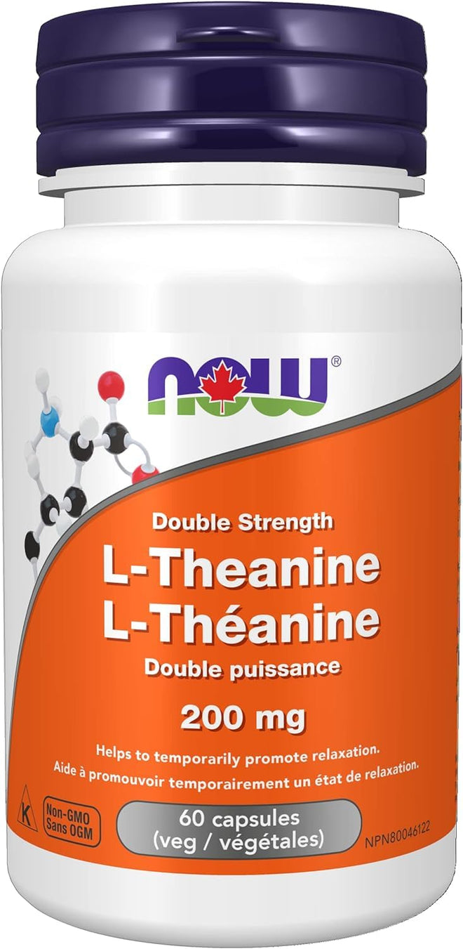 NOW Supplements, L-Theanine 200 mg with Inositol, Stress Management, 60 Veg Capsules 🍁 All In One Marketplace Canada