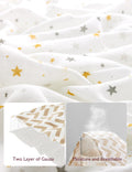 Momcozy Muslin Swaddle Blanket, 4 Pack Ultra Soft Neutral Swaddle Blankets, Breathable Large 47'' x 47'' Baby Infant Newborn Essentials, Boys Girls Receiving Blanket, Beige Star 🍁 All In One Marketplace Canada