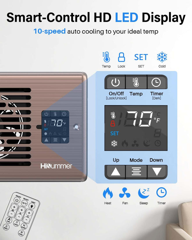 Hisummer Register Booster Fan for 4" x 10" Floor Register, Quiet 10-Speed Vent Fan Booster with Temp Sensor, 150 CFM Airflow, Improves Heating & Cooling, Remote Control (Oil-Rubbed Bronze) 🍁 All In One Marketplace Canada