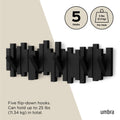 Umbra Sticks Wall-Mounted Coat Rack Rail Hook with 5 Retractable Pegs – Modern, Space-Saving Storage Organizer, Black 🍁 All In One Marketplace Canada