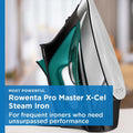 Rowenta Pro Master Stainless Steel Soleplate Steam Iron for Clothes, 1775 Watts, 210 g/min, 400 Microsteam Holes, Anti-Drip, Auto Shutoff, Powerful Steam, DW8360, Black & Blue 🍁 All In One Marketplace Canada