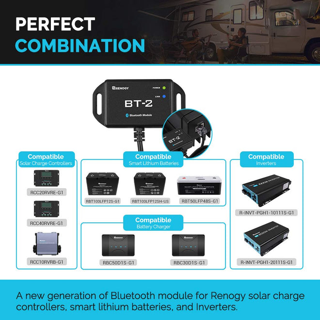 Renogy BT-2 Bluetooth Module RJ45 Communication Port Wirelessly Monitor Real-time Insight Precise Control, Compatible Solar Charge Controllers, Battery Charger, Inverter, BT-2 RS485 🍁 All In One Marketplace Canada