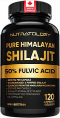 Nutratology® Pure Shilajit Capsules | 50% Fulvic Acid | High Potency & Purity - Sourced from the Himalayan Mountains - Shilajit for Men & Women - 120 Count 🍁 All In One Marketplace Canada