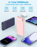 AsperX Power Bank 2 Pack, 10000mAh USB C Portable Charger for iPhone, Portable Battery Bank with 3 Outputs, Travel Essentials Battery Pack Power Bank for iPhone Series, Smartphones, Earphones and More 🍁 All In One Marketplace Canada
