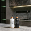 MOMEEMO Glass Soap Dispenser Set, Contains Hand Soap and Dish Soap Dispenser.Suitable for Kitchen Decor. (Black & White) 🍁 All In One Marketplace Canada