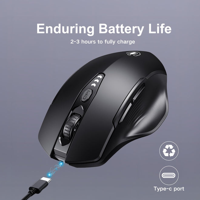 Bluetooth Mouse,[Upgraded] Wireless Mouse Rechargeable,Tri-Mode (BT 5.0/4.0+2.4G Hz),Computer Mouse with Visible Battery Level, 4 Adjustable DPI, Portable PC Mouse for MacBook Chromebook,Black 🍁 All In One Marketplace Canada