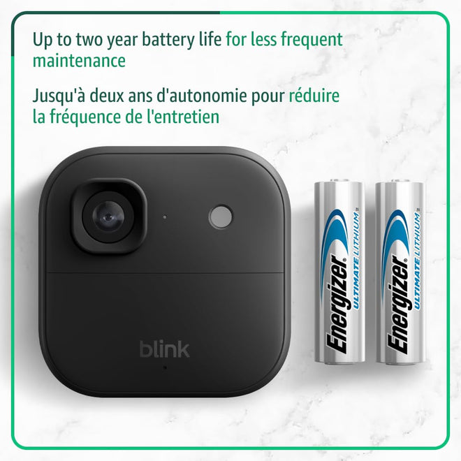 Blink Outdoor 2K+ (newest model) — Wireless smart security camera, 2K video resolution, enhanced audio, two-year battery. Sync Module Core included — 3 camera system (Black) 🍁 All In One Marketplace Canada