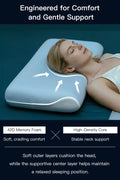 【Hotel Collection】 Memory Foam Pillow for Sleeping, Cooling Pillow with PCM Cover, Ergonomic Neck Support Pillow for All Sleep Positions, Soft Supportive Bed Pillow, Blue Grey, Queen (30"x16.5"x3.9") 🍁 All In One Marketplace Canada