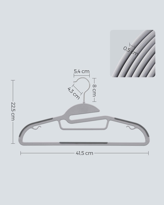 SONGMICS 50 Pack Coat Hangers, Heavy-Duty Plastic Suit Hangers, S-Shaped Opening, Non-Slip, Space-Saving, 360º Swivel Hook, 16.3 Inches Long, Light Gray and Dark Gray UCRP41G-50 🍁 All In One Marketplace Canada