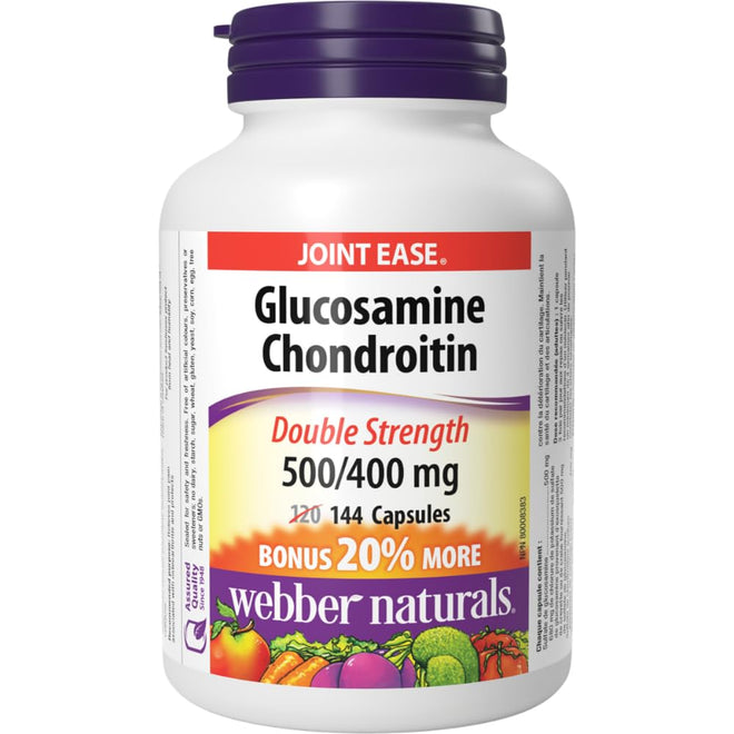 Webber Naturals Glucosamine Chondroitin, Double Strength, 144 Capsules, Helps Relieve Joint Pain Associated with Osteoarthritis 🍁 All In One Marketplace Canada