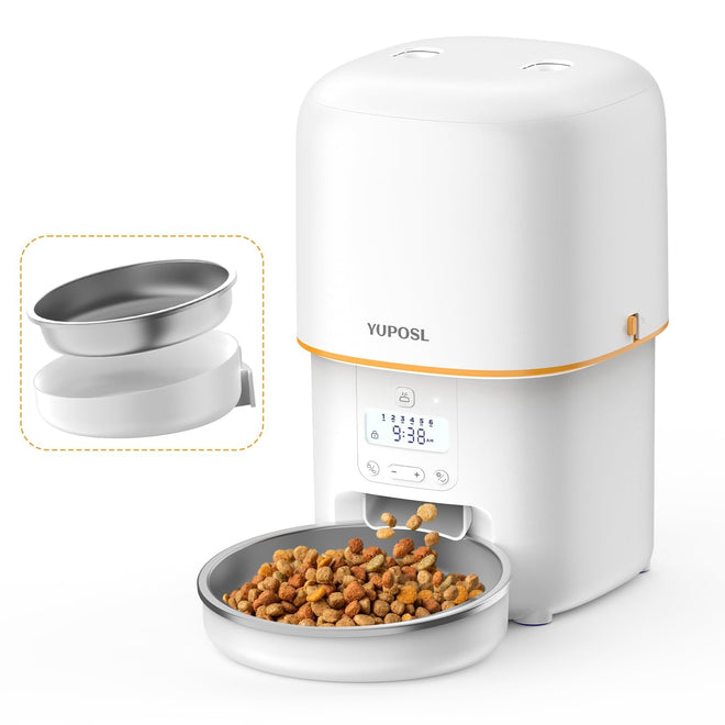 Yuposl Automatic Cat Feeder, 3L Cat Food Dispenser with Over 180-day Battery Life, Anti-Jam Design, 1-6 Meals Per Day with Stainless Steel Cat Bowl, Keep Cat Dry Food Fresh, Also for Small Dog 🍁 All In One Marketplace Canada