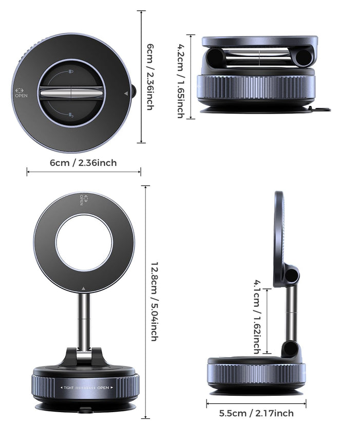 MRGLAS 2026 Upgraded Vacuum Suction Phone Holder for Car, Magsafe Car Phone Holder Mount, [98+LBS Suction & 2800gf Magnetic] 360° Adjustable Shower & Wall Mount, Car Accessories for iPhone 17 Pro Max 🍁 All In One Marketplace Canada