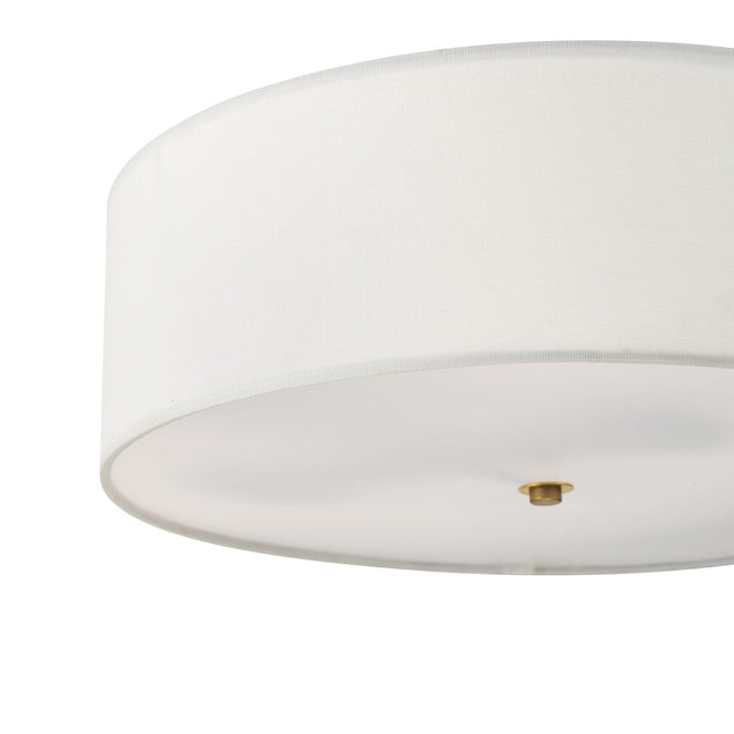 Globe Electric 60998 Kyle 2-Light Flush Mount Ceiling Light, Matte Brass, White Linen Shade 🍁 All In One Marketplace Canada