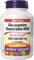 Webber Naturals Glucosamine Chondroitin MSM, Double Strength, 120 Tablets, Helps Relieve Joint Pain Associated with Osteoarthritis 🍁 All In One Marketplace Canada
