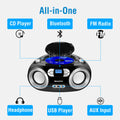 MEGATEK Portable CD Player Boombox with FM Radio, Bluetooth, USB Port, AUX Input, and Headphone Jack – CD-R/CD-RW/MP3-CD Compatible, Clear Stereo Sound, Backlit LCD Display – Black 🍁 All In One Marketplace Canada