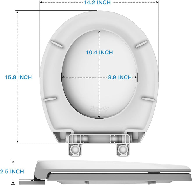 Soft Close Commercial Toilet Seat – 17 Round, Thickened White PP, Quiet Lid, Easy Install & Clean, Never Loosen, Restroom Grade, Fits Most Standard Toilets – Size: 17/19" 🍁 All In One Marketplace Canada