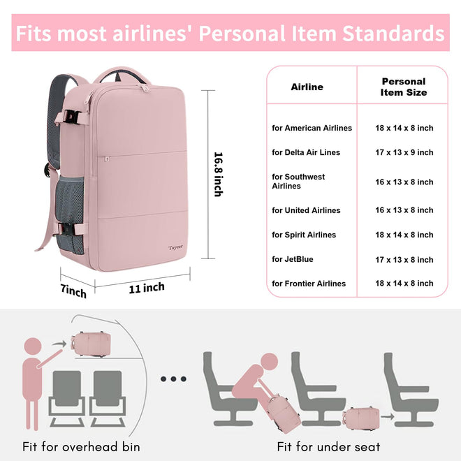 Taygeer Travel Backpack for Women, Carry On Backpack with Shoe Pouch, TSA 15.6inch Laptop Backpack Flight Approved, College Nurse Bag Casual Daypack for Weekender Business Hiking, Pink 🍁 All In One Marketplace Canada
