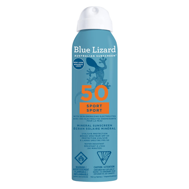 Blue Lizard Sport Mineral SPF 50 Spray, Broad-Spectrum UVA/UVB Protection, Water-Resistant, Zinc Oxide Formula, Vegan, 142 g 🍁 All In One Marketplace Canada