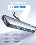 Hiearcool USB C Hub for MacBook – 7-in-1 USBC Adapter with 4K HDMI, 100W PD, USB 3.0 5Gbps Ports, SD/TF Card Reader – USB-C Dongle for Office, Meetings, Travel & Home Setup-Space Grey 🍁 All In One Marketplace Canada