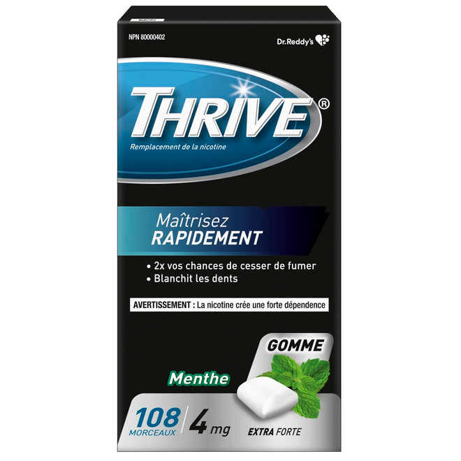Thrive Nicotine Replacement Gum, 4mg Extra Strength, Mint, 108 Count 🍁 All In One Marketplace Canada