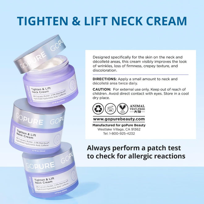 goPure Tighten & Lift Neck & Chest Moisturizer Cream for Visibly Firming, Tightening and Lifting Wrinkles & Crepey Skin, 1.7oz 🍁 All In One Marketplace Canada