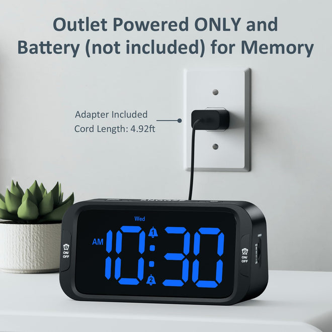 Odokee Digital Dual Alarm Clock for Bedroom, Easy to Set, 0-100% Dimmer, USB Charger, 5 Sounds Adjustable Volume, Weekday/Weekend Mode, Snooze, 12/24Hr, Battery Backup, Compact Clock for Bedside(Blue) 🍁 All In One Marketplace Canada