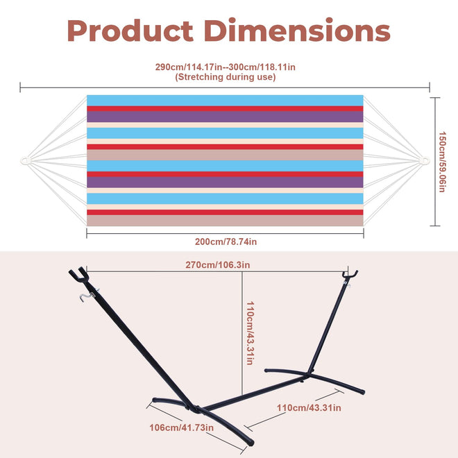 Hammock with Stand, Ohuhu Double Hammock with Space Saving Steel Stand & Pillow 2 Person Hammocks with Portable Carrying Bag for Camping Garden Patio Indoor Use Gift for Birthday, Tropical 🍁 All In One Marketplace Canada