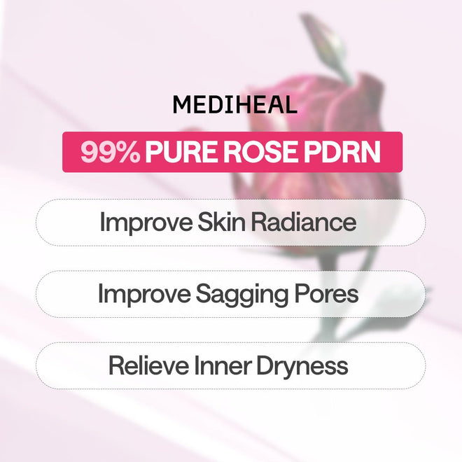 MEDIHEAL Rose PDRN Essential Face Mask - Healthy Glow with Squalane & Vitamin C, Hydrating & Firming, Pore Minimizer & Moisture Barrier, Vegan, Korean Skincare for Women (10 Sheets) 🍁 All In One Marketplace Canada
