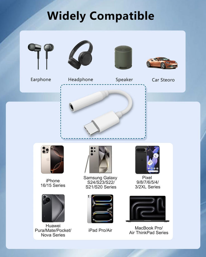 USB C to 3.5mm Audio Aux Adapter, AIDOUBARA 2 Pack Headphone Jack Dongle for iPhone 16 Pro Max/16, 15 Pro Max/15 Pro/15 Plus, Compatible with Samsung Galaxy S24/ S23/ S22/ S21 Ultra, Pixel, MacBook 🍁 All In One Marketplace Canada