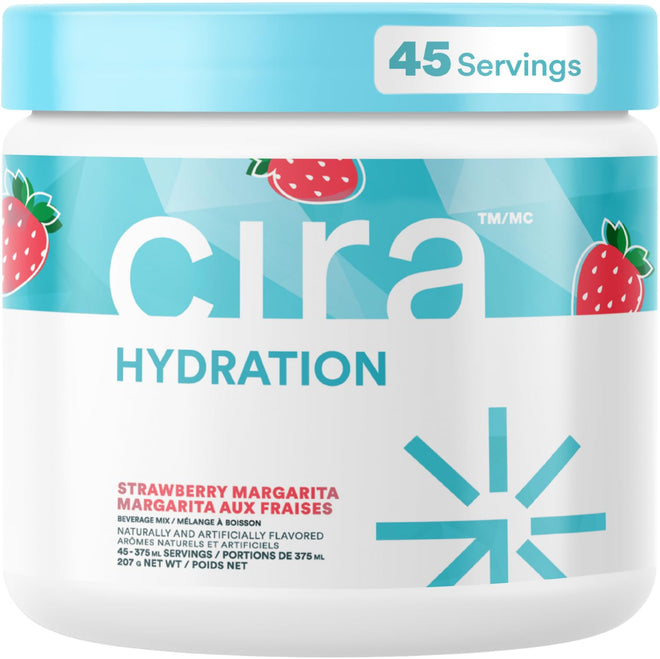 Cira Hydration Electrolytes Powder - Daily Electrolyte Powder, Sugar Free w Himalayan Salt, Magnesium, Potassium, Hydration Powder for Dehydration Relief & Recovery - Strawberry Margarita, 45 Servings 🍁 All In One Marketplace Canada