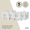 Umbra Sticks Wall-Mounted Coat Rack Rail Hook with 5 Retractable Pegs – Modern, Space-Saving Storage Organizer, White 🍁 All In One Marketplace Canada