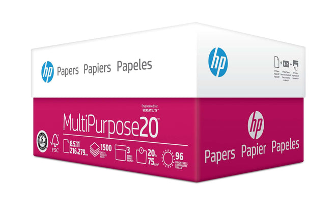 HP Printer Paper 8.5x11 MultiPurpose 20 lb 3 Ream Case 1500 Sheets 96 Bright Made in USA FSC Certified Copy Paper HP Compatible 112530C 🍁 All In One Marketplace Canada