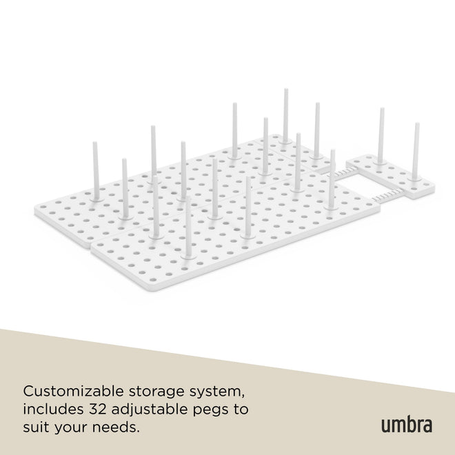 Umbra Peggy Kitchen Drawer Cupboard Organizer Tray - Adjustable Storage System For Food Containers, Cookware, Serveware, Utensils and More, White 🍁 All In One Marketplace Canada