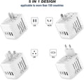 VYLEE Universal International Power Travel Plug Adapter, 5 in 1 European Travel Plug Adapter W/ 3.5A 2xUSB-A and 2xUSB C Wall Charger and Worldwide AC Outlet for Europe USA UK AUS Asia (White) 🍁 All In One Marketplace Canada