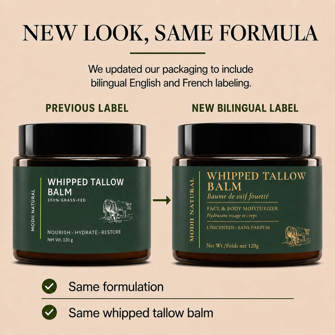 Whipped Beef Tallow Moisturizer - 100% Grass-Fed Tallow Face Balm with Honey, Jojoba Oil, Olive Oil & Sweet Almond Oil - Unscented - 120ml/4oz 🍁 All In One Marketplace Canada