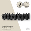 Umbra Sticks Wall-Mounted Coat Rack Rail Hook with 8 Retractable Pegs – Modern, Space-Saving Storage Organizer, Black 🍁 All In One Marketplace Canada