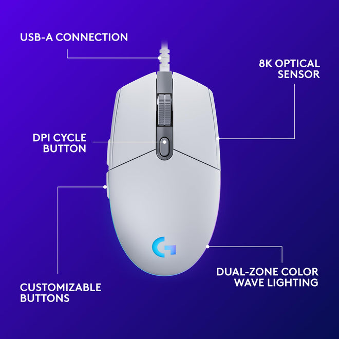 Logitech G203 Wired Gaming Mouse - White 🍁 All In One Marketplace Canada